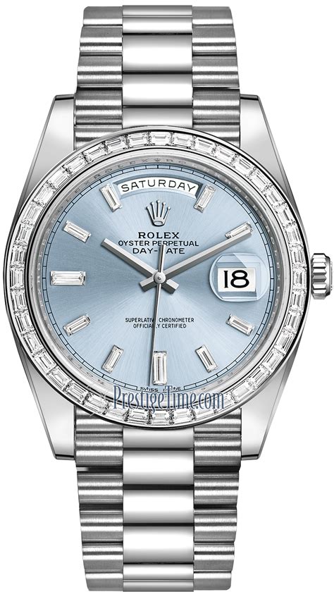 rolex dayeate 2 edelstahl blaues baguette|Rolex day date platinum.